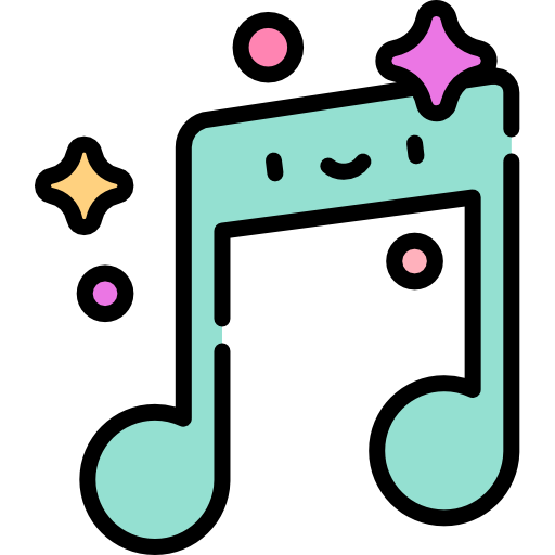 a skyBlue colored Music Note and has some colored dots on top